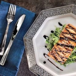 Lillian Cutlery Silverware Extra Heavyweight Disposable Flatware Combo Silver 96 Pieces Elegant Cutlery