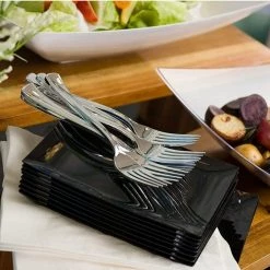 Lillian Cutlery Silverware Extra Heavyweight Disposable Flatware Combo Silver 96 Pieces Elegant Cutlery