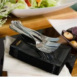 Lillian Cutlery Silverware Extra Heavyweight Disposable Flatware Combo Silver 160 Pieces Elegant Cutlery