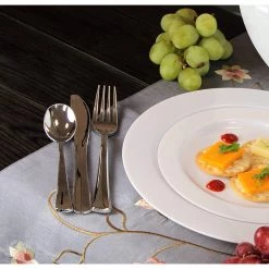 Lillian Cutlery Silverware Extra Heavyweight Disposable Flatware Combo Silver 160 Pieces Elegant Cutlery