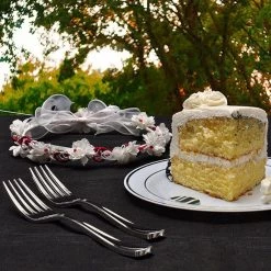 Lillian Premium Plastic Fork Polished Silver Elegant Cutlery