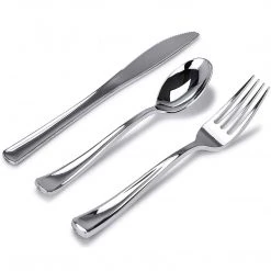 Lillian Elegant Cutlery Premium Plastic Knife Polished Silver