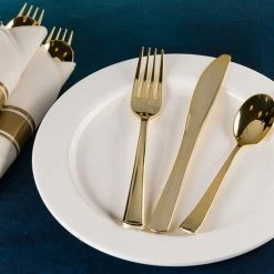 Lillian Elegant Cutlery Pre-Rolled Set Cutlery Combo Spoon, Knife, Forks And Napkin Polished Gold