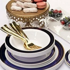 Lillian Cutlery Silverware Extra Heavyweight Disposable Flatware Forks Gold Elegant Cutlery