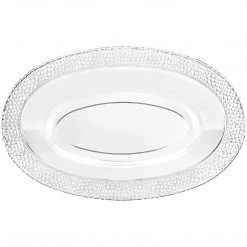 Lillian Tablesetting Pebbled Plastic Oval Serving Bowl Clear 15 Oz