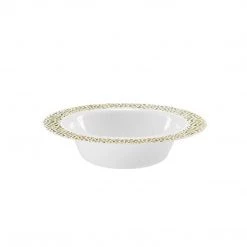Lillian Pebbled Soup Bowls Gold Rim 14 Oz Elegant Plates