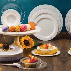 Lillian Pebbled Plastic Dessert Bowl White Rim 5 Oz