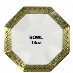 Lillian Lacetagon Gold Rim Pearl Bowl 14 Oz