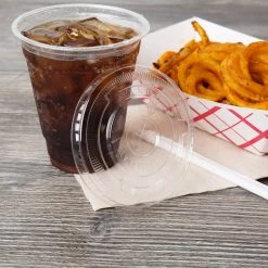 OnlyOneStopShop Clear Flat Lids With Straw Slot Fits On 12, 16, 20, And 24 Oz. Cups