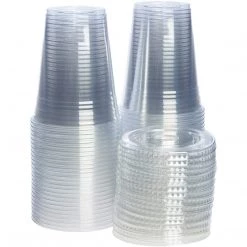 OnlyOneStopShop Smoothie Cups Crystal Ultra Clear PET Plastic Cups 16 Oz