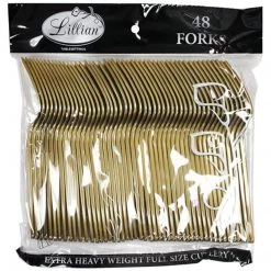 Plastic Cutlery Lillian Tablesettings Extra Strong Quality Gold Premium Plastic Forks