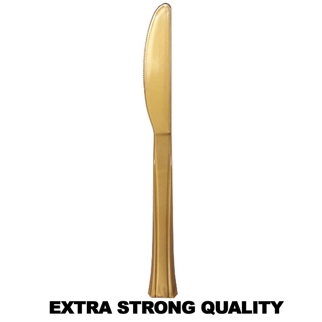 Lillian Tablesettings Extra Strong Quality Gold Premium Plastic Knives Plastic Cutlery 1 Lillian Tablesettings Extra Strong Quality Gold Premium Plastic Knives Plastic Cutlery