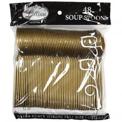 Lillian Tablesettings Extra Strong Quality Gold Premium Plastic Soup Spoons