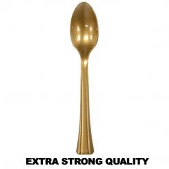 Lillian Tablesettings Extra Strong Quality Gold Premium Plastic Teaspoons Plastic Cutlery