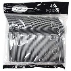 Lillian Tablesettings Extra Strong Quality Premium Plastic Silver Forks Plastic Cutlery