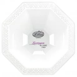 Lillian Tablesettings Lacetagon Plastic Bowl Pearl White 96 Oz Elegant Trays