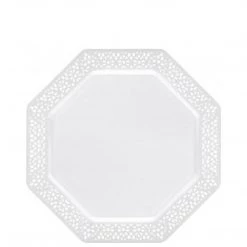 Lillian Tablesettings Lacetagon Plastic Plate Pearl 7.5"