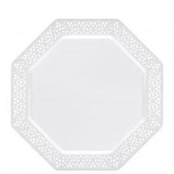 Lillian Tablesettings Lacetagon Plastic Plate Pearl 9.25"