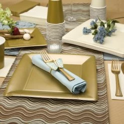 Clearance Sale SALE Lillian Square Paper Plates Solid Gold 7" 24 Count