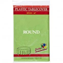 Party Dimensions TableCloth Plastic Disposable Round Lime Green 84'' Tablecloths & Placemats