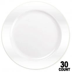 Lillian Tablesettings Elegant Plates Magnificence Plastic Dinner Plate Pearl White 10.25"