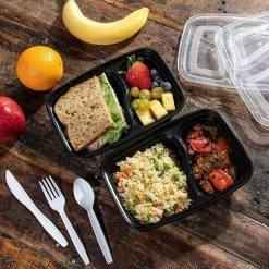 OnlyOneStopShop 30 Oz Black Rectangular 2 Section MealPrep Containers With Clear Lids 9 OnlyOneStopShop 30 Oz Black Rectangular 2 Section MealPrep Containers With Clear Lids