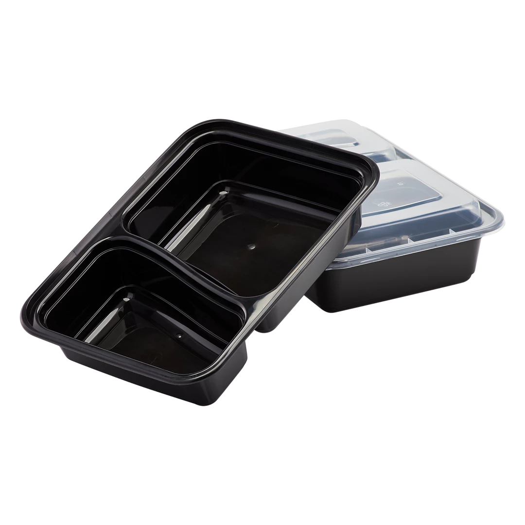 OnlyOneStopShop 30 Oz Black Rectangular 2 Section MealPrep Containers With Clear Lids 3 OnlyOneStopShop 30 Oz Black Rectangular 2 Section MealPrep Containers With Clear Lids