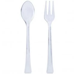 Lillian Mini Plastic Spoons/Forks Clear Combo