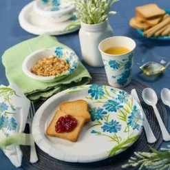 Nicole Home Paper Cup Hot Cold Cup Blue Floral 12 Oz Paper Plates