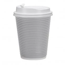 Nicole Home Paper Cup Ripple Hot Cold Silver With Lid 12 Oz Paper Cups