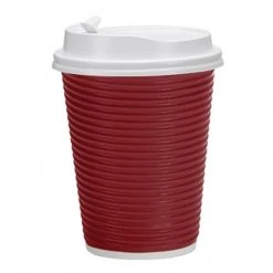 Nicole Home Paper Cup Maroon Hot Cold With Lid 12 Oz Paper Cups