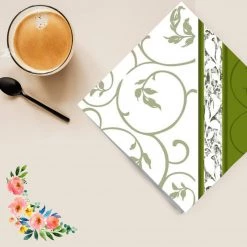 Nicole Fantini Collection Olive Curlicue Disposable Lunch Paper Napkins 20 Ct Elegant Napkins