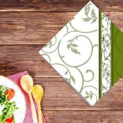 Nicole Fantini Collection Olive Curlicue Disposable Lunch Paper Napkins 20 Ct Elegant Napkins