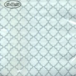 Decorline Elegant Napkins Quattrefoil White/Silver Lunch Napkins 20 Ct