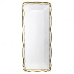 Decorline Aristocrat Collection Narrow Serving Trays White & Gold 13.75x6 Elegant Plates