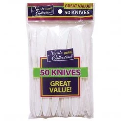 Nicole Collection Nicole Home Collection 50 Count Medium Weight Knife White Plastic Cutlery