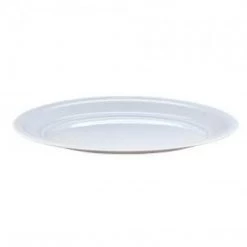 Hanna K Signature Oval Plastic Tray White 18'' X 14.5'' Elegant Trays