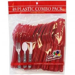 Party Dimensions Plastic Cutlery Red Combo Cutlery