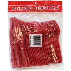 Party Dimensions Plastic Cutlery Red Combo Cutlery