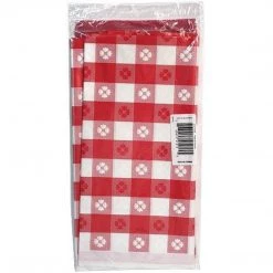 Party Dimensions Tablecover Plastic Red Gingham Rectangular 54'' X 108''