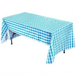 Party Dimensions Tablecover Plastic Blue Gingham Rectangular 54'' X 108'' Tablecloths & Placemats