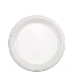 Party Dimensions Round White Party Plastic Plates 7"