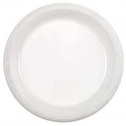 Party Dimensions Round White Party Plastic Plates 9"