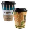 Nicole Collection Paper Cups Paper Cup Coffee Bean Pattern Hot Cold With Lid 12 Oz