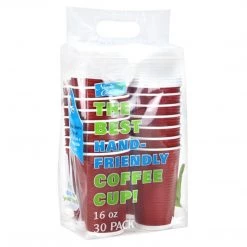 Nicole Home Paper Cup Maroon Hot Cold With Lid 16 Oz
