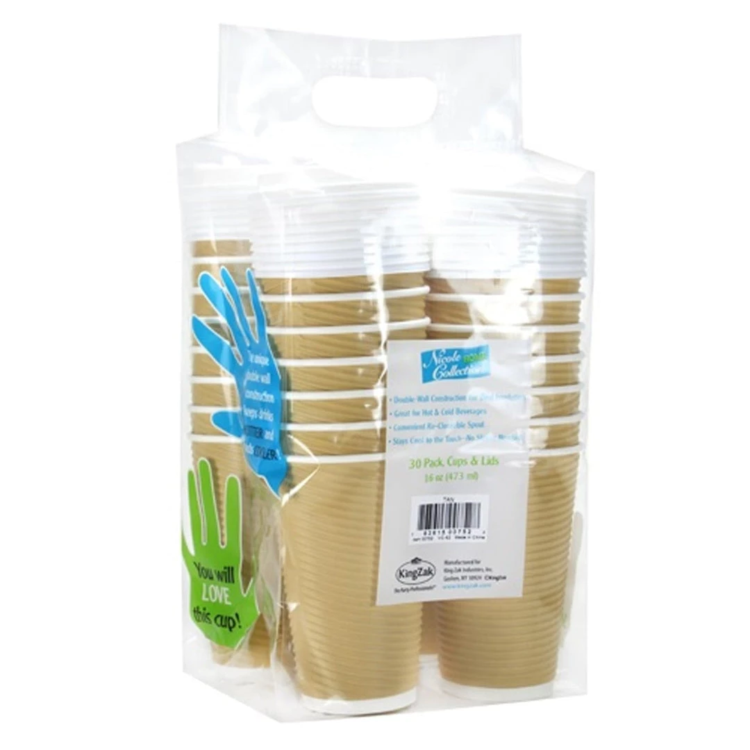 Nicole Home Paper Cup Tan Hot Cold With Lid 16 Oz Paper Cups 3 Nicole Home Paper Cup Tan Hot Cold With Lid 16 Oz Paper Cups
