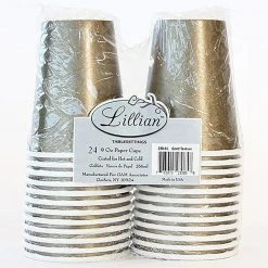 Lillian Clearance Sale SALE Paper Cup Gold Texture Hot Cold 9 Oz 24 Count
