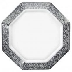 Lillian Pearl Silver Rim Lacetagon Plate 11"