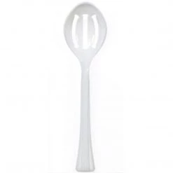 Lillian Serving Utensils Pearl Plastic Slotted Salad Heavy Weight Serving Spoon 12"