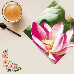 Nicole Fantini Collection Elegant Napkins Pink Lotus Disposable Lunch Paper Napkins 20 Ct